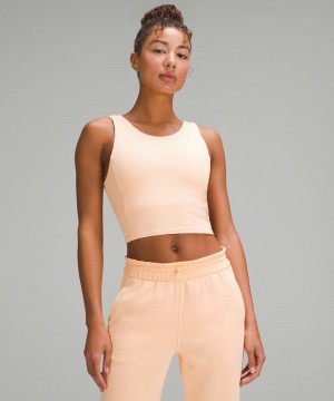 αμανικα μπλουζακια Lululemon Ribbed Softstreme Cropped γυναικεια κοραλι | Greece-6184207