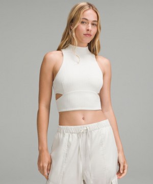 αμανικα μπλουζακια Lululemon Ribbed Softstreme Mockneck Cropped γυναικεια Μπεζ | Greece-6897021