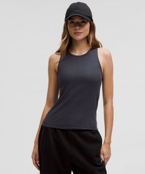 αμανικα μπλουζακια Lululemon Sheer Cotton Ribbed γυναικεια μαυρα | Greece-8507421