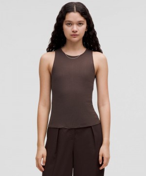 αμανικα μπλουζακια Lululemon Sheer Cotton Ribbed γυναικεια σοκολάτα | Greece-8526143
