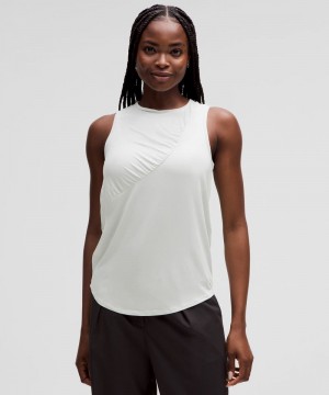 αμανικα μπλουζακια Lululemon Silk-Blend Shirred γυναικεια ασπρα | Greece-8235197