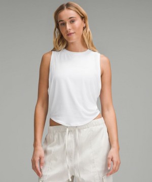 αμανικα μπλουζακια Lululemon Soft-Knit Crewneck Cropped γυναικεια ασπρα | Greece-2016843