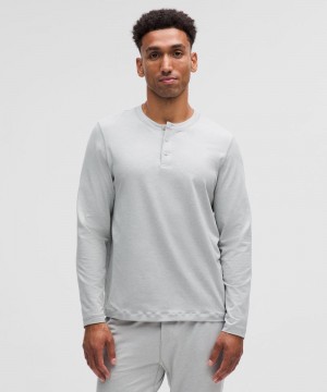 μακρυμανικα μπλουζακια Lululemon Soft Jersey Long-Sleeve Henley ανδρικα γκρι ασημι | Greece-3289745