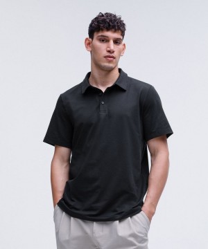 μπλουζακια πολο Lululemon Soft Jersey Short-Sleeve ανδρικα μαυρα | Greece-6297381