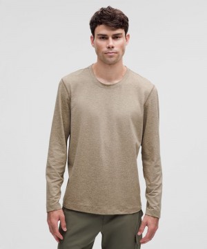 μακρυμανικα μπλουζακια Lululemon Soft Jersey ανδρικα καφε | Greece-7548103