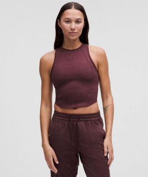 αμανικα μπλουζακια Lululemon Soft Sueded Crewneck Cropped γυναικεια σκούρο κοκκινα σκούρο κοκκινα | Greece-7123865