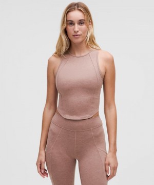 αμανικα μπλουζακια Lululemon Soft Sueded Crewneck Cropped γυναικεια ροζ ροζ | Greece-4378062