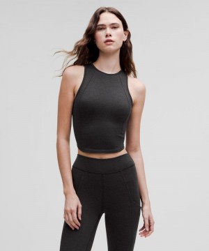 αμανικα μπλουζακια Lululemon Soft Sueded Crewneck Cropped γυναικεια μαυρα μαυρα | Greece-9825734