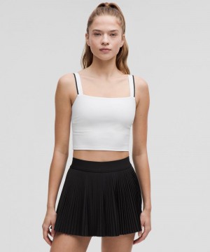αμανικα μπλουζακια Lululemon Square-Neck Cropped Tennis γυναικεια ασπρα μαυρα | Greece-6510289