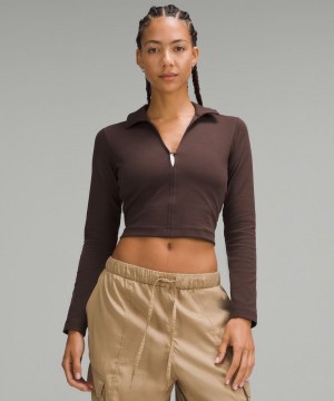 μπλουζακια πολο Lululemon Stretch Cotton Long-Sleeve γυναικεια σοκολάτα | Greece-0312965