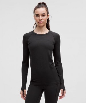 μακρυμανικα μπλουζακια Lululemon Swiftly Tech 2.0 Hip Length Glow Stripe γυναικεια μαυρα μαυρα | Greece-1293840