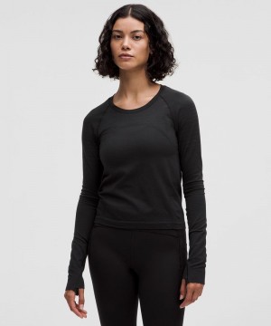 μακρυμανικα μπλουζακια Lululemon Swiftly Tech 2.0 Waist Length Glow Stripe γυναικεια μαυρα μαυρα | Greece-2453107