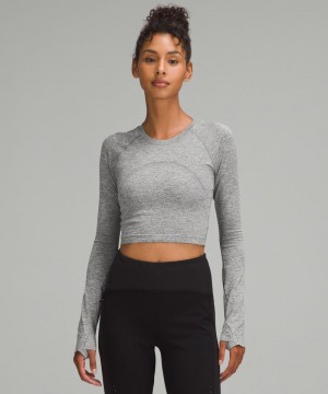 μακρυμανικα μπλουζακια Lululemon Swiftly Tech Cropped 2.0 γυναικεια ασπρα | Greece-6850123
