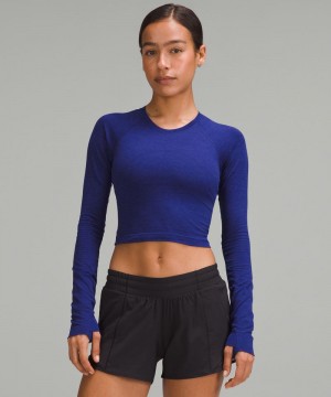 μακρυμανικα μπλουζακια Lululemon Swiftly Tech Cropped 2.0 γυναικεια μπλε | Greece-8493120