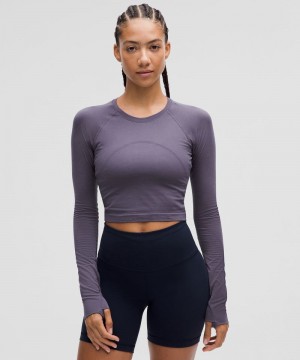 μακρυμανικα μπλουζακια Lululemon Swiftly Tech Cropped 2.0 γυναικεια βαθυ γκρι βαθυ γκρι | Greece-8761392