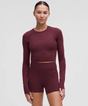 μακρυμανικα μπλουζακια Lululemon Swiftly Tech Cropped 2.0 γυναικεια σκούρο κοκκινα σκούρο κοκκινα | Greece-5927364