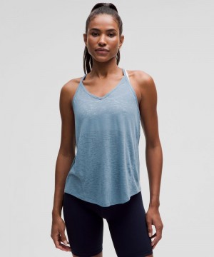 αμανικα μπλουζακια Lululemon Tie-Back Lightweight Yoga γυναικεια μπλε | Greece-0697213