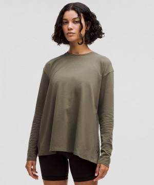 μακρυμανικα μπλουζακια Lululemon Twist-Back Relaxed-Fit γυναικεια πρασινο | Greece-3849751