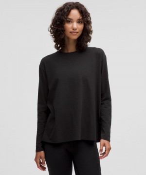 μακρυμανικα μπλουζακια Lululemon Twist-Back Relaxed-Fit γυναικεια μαυρα | Greece-6073594