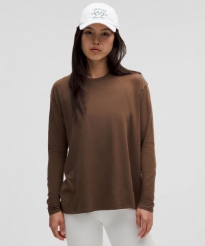 μακρυμανικα μπλουζακια Lululemon Twist-Back Relaxed-Fit γυναικεια καφε | Greece-1820976