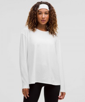 μακρυμανικα μπλουζακια Lululemon Twist-Back Relaxed-Fit γυναικεια ασπρα | Greece-8275410