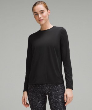 μακρυμανικα μπλουζακια Lululemon Ultralight Hip-Length γυναικεια μαυρα | Greece-5092783
