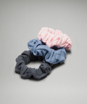 Αξεσουαρ Μαλλιων Lululemon Uplifting Scrunchies Textured γυναικεια ροζ μπλε γκρι | Greece-7980342
