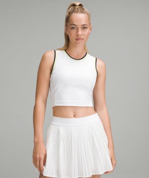 αμανικα μπλουζακια Lululemon Varsity Scoop-Neck Cropped Tennis γυναικεια ασπρα κίτρινα σκουρο μπλε | Greece-5817249
