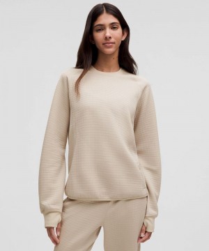 μακρυμανικα μπλουζακια Lululemon Waffle-Knit Crewneck γυναικεια καφε Μπεζ | Greece-6321795