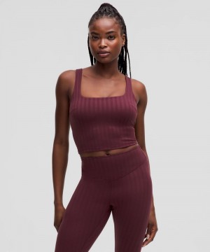αμανικα μπλουζακια Lululemon Wunder Under Cropped Light Support, C/D Cup γυναικεια σκούρο κοκκινα | Greece-0318652