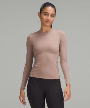 μακρυμανικα μπλουζακια Lululemon Wundermost Ultra-Soft Nulu Crewneck γυναικεια γκρι | Greece-5912408