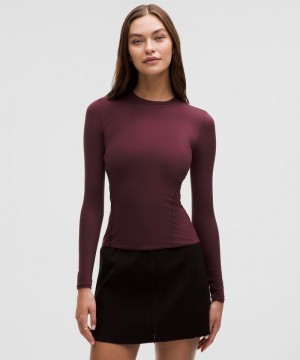 μακρυμανικα μπλουζακια Lululemon Wundermost Ultra-Soft Nulu Crewneck γυναικεια σκούρο κοκκινα | Greece-0863952
