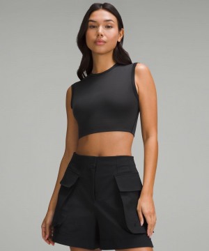 αμανικα μπλουζακια Lululemon Wundermost Ultra-Soft Nulu Super-Cropped γυναικεια μαυρα | Greece-8206375