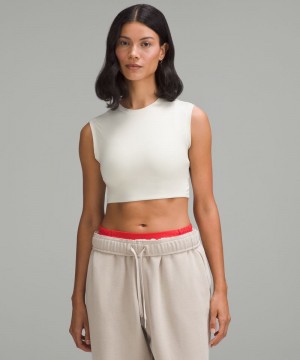 αμανικα μπλουζακια Lululemon Wundermost Ultra-Soft Nulu Super-Cropped γυναικεια Μπεζ | Greece-0789541