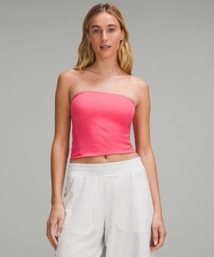 αμανικα μπλουζακια Lululemon Wundermost Ultra-Soft Nulu Tube Top γυναικεια ροζ | Greece-4782031
