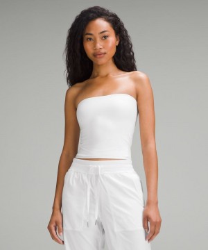αμανικα μπλουζακια Lululemon Wundermost Ultra-Soft Nulu Tube Top γυναικεια ασπρα | Greece-3281706