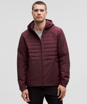 Φουτερ με Κουκουλα Lululemon Down for It All 700-Down-Fill ανδρικα σκούρο κοκκινα | Greece-1094753