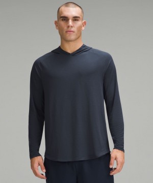 Φουτερ με Κουκουλα Lululemon License to Train ανδρικα σκουρο μπλε | Greece-3862417