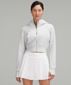Φουτερ με Κουκουλα Lululemon Scuba Full-Zip Cropped γυναικεια ανοιχτο γκρι | Greece-2054673