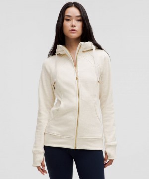 Φουτερ με Κουκουλα Lululemon Scuba Full-Zip Plush γυναικεια Μπεζ χρυσο χρωμα | Greece-1972460