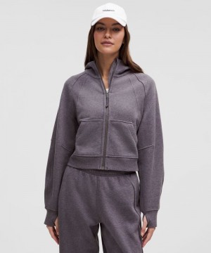 Φουτερ με Κουκουλα Lululemon Scuba Oversized Full-Zip γυναικεια βαθυ γκρι | Greece-6893751