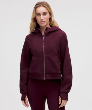 Φουτερ με Κουκουλα Lululemon Scuba Oversized Full-Zip γυναικεια σκούρο κοκκινα | Greece-4163708