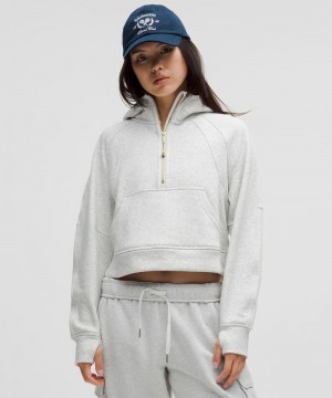Φουτερ με Κουκουλα Lululemon Scuba Oversized Half-Zip Plush γυναικεια ανοιχτο γκρι χρυσο χρωμα | Greece-9814037