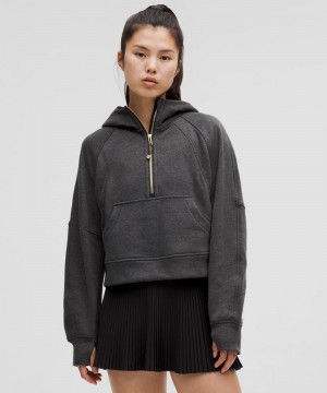Φουτερ με Κουκουλα Lululemon Scuba Oversized Half-Zip Plush γυναικεια μαυρα χρυσο χρωμα | Greece-0864319