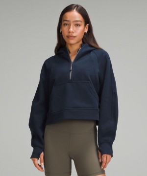 Φουτερ με Κουκουλα Lululemon Scuba Oversized Half-Zip γυναικεια σκουρο μπλε | Greece-9276154