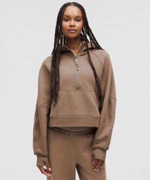 Φουτερ με Κουκουλα Lululemon Scuba Oversized Half-Zip γυναικεια γκρι | Greece-3489716