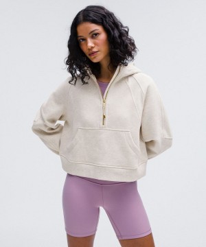 Φουτερ με Κουκουλα Lululemon Scuba Oversized Half-Zip γυναικεια Μπεζ χρυσο χρωμα | Greece-5149826