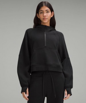 Φουτερ με Κουκουλα Lululemon Scuba Oversized Half-Zip γυναικεια μαυρα | Greece-1806279