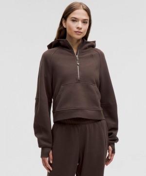 Φουτερ με Κουκουλα Lululemon Scuba Oversized Half-Zip γυναικεια σοκολάτα | Greece-7034692