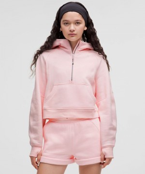 Φουτερ με Κουκουλα Lululemon Scuba Oversized Half-Zip γυναικεια ροζ | Greece-5721943